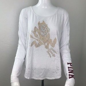 Victoria's Secret PINK Women's Arizona State Sun Devils White Burnout Tee